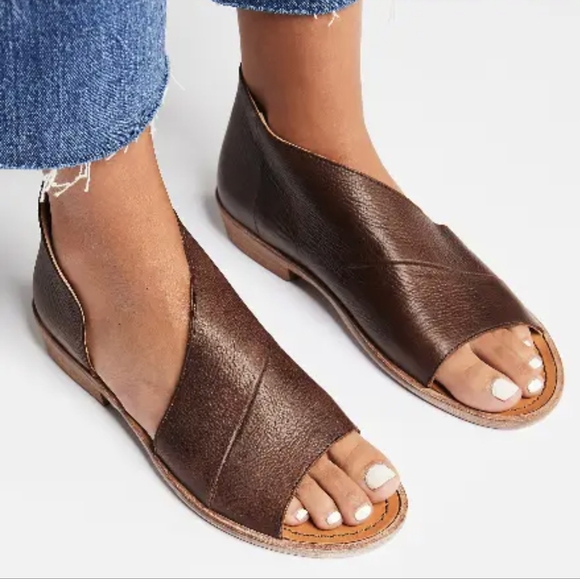 Free People 38 Mont Blanc Sandals Brown Leather Bohemian Summer Aesthetic - Picture 1 of 10